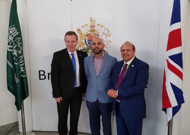 Mohsin Tutla with the British Consul and Lord Kurban at the British Consulate in Jeddah
